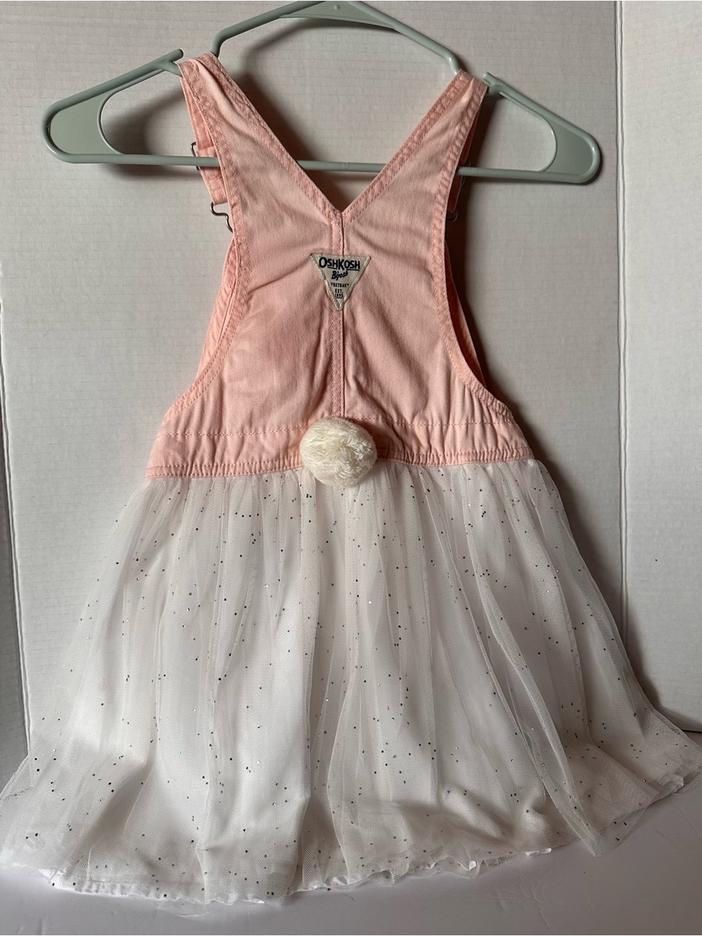 Toddler Pink Bunny Tulle Overall Dress